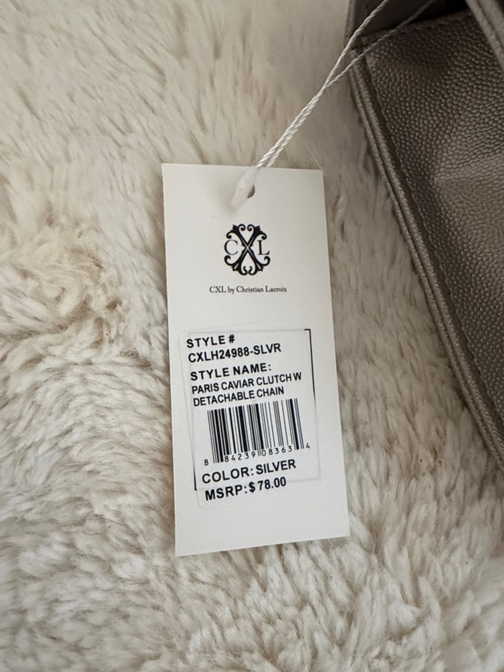 CXL by Christian Lacroix Silver Metallic Envelope Clutch w/ Detachable Chain NWT - Picture 11 of 12